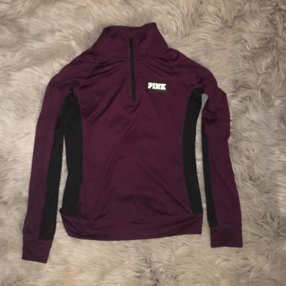 VS PINK fleece lined maroon quarter zip